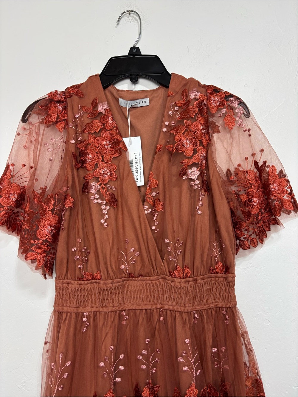 BalticBorn Lotte Embroidered Midi Dress NWT Rust Women's Medium Tiered Tulle - Picture 2 of 13